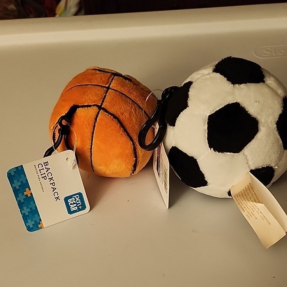Fun Plush Sports Ball Backpack Clips